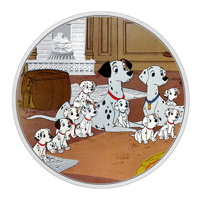 A picture of a 1 oz Disney 101 – Dalmations Family Silver Coin (2023)